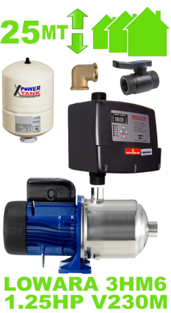 Kit autoclave silenzioso per casa fino a 6 piani (max 2 appartamenti) completo di elettropompa Lowara 3HM6 - raccordi - Kit Air - Kit aspirazione e Inverter Varipower 12A